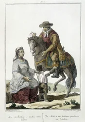 Ein Métis und ein Indianer bringen eine Cauillote zur Welt - Gravur