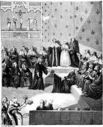 Eine Gerichtsverhandlung. 18. Jahrhundert.