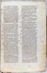 Eine Seite aus der Bibel des 11. Jahrhunderts, die die verschiedenen Bücher des Alten Testaments einführt