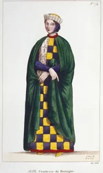 Alix de Thouars (1201-1221), Gräfin der Bretagne, Tochter von Guy de Thouars, Herzog der Bretagne. Gravur aus dem Jahr 1830.