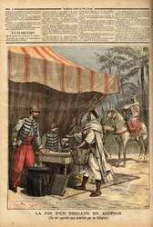 Ein algerischer Einheimischer bringt den Kopf des Banditen Ali Ould Chick, der die Post von Nemours geräumt hatte, für eine Prämie von 1500 Francs zum Büro von Marnia, einem französischen Militärposten, der 1844 im Departement Oran an der Grenze zu Algerie