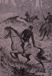 Schwarze Fährtenleser verfolgen Bushranger in Australien