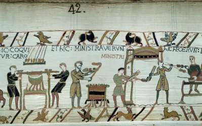 Eroberung Englands durch den Herzog der Normandie Wilhelm den Eroberer im Jahr 1066 (Detail)