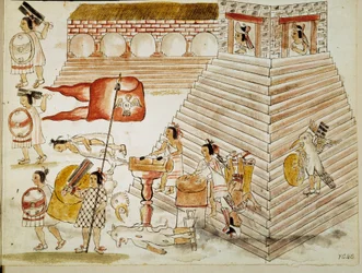 Eroberung von Mexiko: Zerstörung von Tenochtitlan, Hauptstadt des Aztekenreiches, durch die Armeen des Eroberers Hernan Cortes (Hernando Cortez) (1485-1547) am 24.06.1520