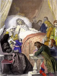 Tod Ludwigs XIV. (1638-1715), König von Frankreich, am 1. September 1715 in Versailles und der zukünftige Ludwig XV. (1710-1774).