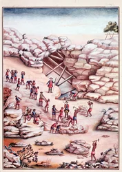 Diamantenabbau in einer Mine in Brasilien. Aquarell des 18. Jahrhunderts Rio de Janeiro, Biblioteca Nazionale