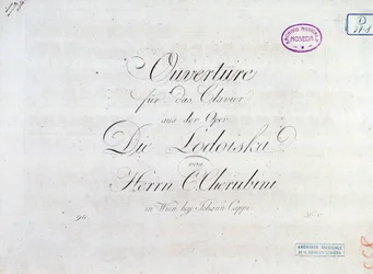 Erste Seite der Partitur der Ouvertüre für Klavier aus der Oper „Lodoiska“ von Luigi Cherubini