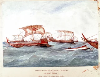 Griechische und etruskische Kriegsschiffe