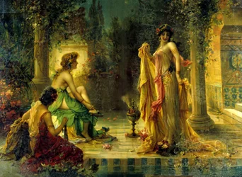 Haremsszene. Chromolithographie aus dem 19. Jahrhundert