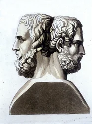 Herodot (484 v. Chr. - 425 v. Chr.), griechischer Historiker und Thukydides (ca. 465 v. Chr. - 395 v. Chr.), griechischer Historiker