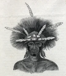 Indigene Bevölkerung von Neuguinea (Neuguinea): „Schwarzer“ aus Doreh. Kupferstich in „L