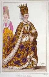Isabeau (Isabelle, Elisabeth) von Bayern (1371-1435). Königin von Frankreich. Gravur von 1830