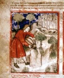 Jakob. Seite eines Manuskripts aus dem Pentateuch. 14. Jahrhundert