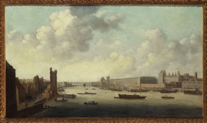 Das Hôtel de Nevers, der Tour de Nesle, die Grande Galerie und der Louvre, gesehen vom Pont-Neuf, um 1640, heutiger 1. und 6. Bezirk, zwischen 1635 und 1645