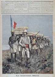 Leutnant Mizon führt eine Erkundungskolonne in Zentralafrika an - in „Le petit journal“ vom 09.07.1892