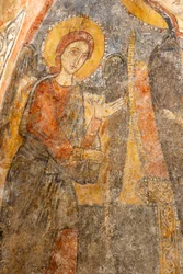 Madonna und Kind zwischen den Erzengeln, Detail des linken Erzengels
