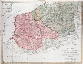 Karte der Flandern-Kampagne zwischen französischer und österreichischer Armee