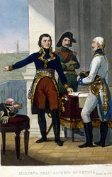 Marschall André Masséna (1756-1817) bei der Belagerung von Genua im April 1800