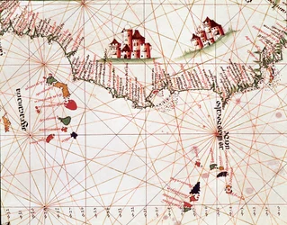Seiten eines Marinedokuments, das die Kapverdischen Inseln und die Kanarischen Inseln darstellt