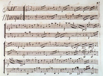 Seite der Partitur von Castor et Pollux, lyrische Tragödie von Rameau (1737)