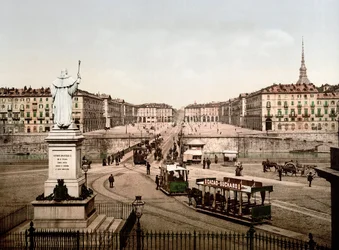 Piazza Vittorio Emanuele in Turin (Italien) im Jahr 1890
