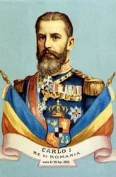 Porträt von Karl I. (Carol I) (1839-1914), König von Rumänien. Chromolithografie des 19. Jahrhunderts