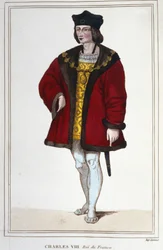 Porträt von Karl VIII. (1470 - 1498), König von Frankreich, Gravur von 1830