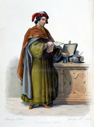 Porträt von Jacques Coeur, französischer Geschäftsmann (1395 - 1456) - in „Le Plutarque français“, ed. Mennechet