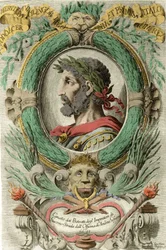 Porträt Odoakers (Odovacar), Anführer der mit den Hunnen verbündeten Heruler und Minister Attilas (435-493). Stich aus dem 18. Jahrhundert.