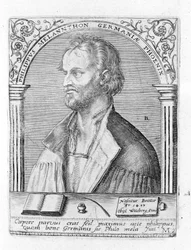 Porträt von Philipp Melanchthon (1497 - 1560), deutscher Reformator. Gravur