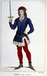 Porträt von Pierre, Graf von Alençon (1251-1284). Gravur von 1830