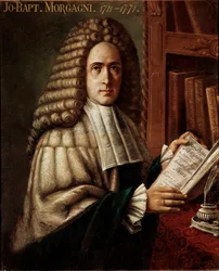 Porträt des Arztes und Anatomen (Giovanni Battista) (Giovan Battista) Giambattista Morgagni (1683-1771) (Johannes der Täufer), Begründer der pathologischen Anatomie. Anonymes Gemälde aus dem 18. Jahrhundert, Padua, Universität, Italien