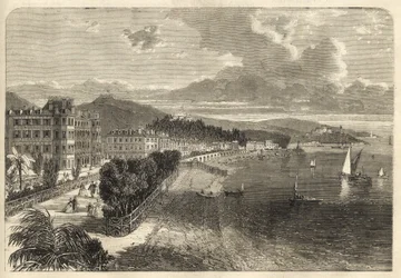 Promenade des Anglais in Nizza im Jahr 1866 - Gravur