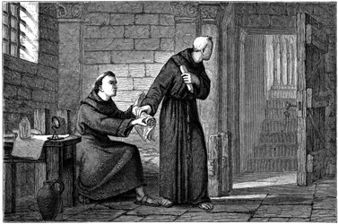 Roger Bacon in seiner Zelle in Paris