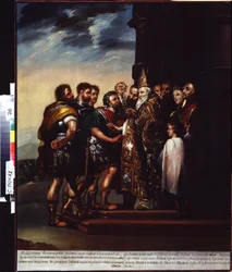 Der heilige Ambrosius und Kaiser Theodosius I. Exkommunikation von Theodosius I. durch Ambrosius von Mailand