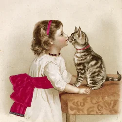 Begrüßung der Katze (viktorianische Postkarte)