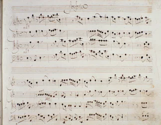 Notenblatt für die Oper Mithridate von Giuseppe Aldrovandini (1706)