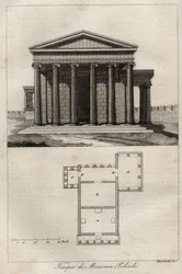 Tempel der Athena Polias - Akropolis Athen - (Alter Tempel der Athena) - Gravur aus „Usi e Costumi di Tutti i Popoli dell