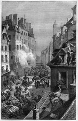 Die Revolution von 1830. Kampf im Faubourg Saint-Antoine.