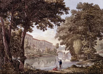 Die Sternbrücke in Weimar, Deutschland (Gravur von 1793)
