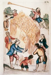 Die Ernte, aus dem Buch "Trujillo del Peru" oder "Códice Martínez Compañón"