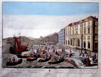 Ansicht des Hôtel de Ville und eines Teils des Hafens von Marseille