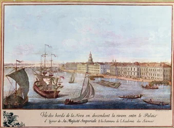 Ansicht der Newa am Winterpalast und der Akademie der Wissenschaften in Sankt Petersburg