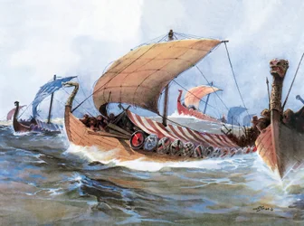 Wikingerboot auf dem Weg nach Normandie