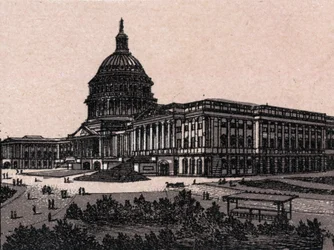 Washington, Vereinigte Staaten: Blick auf das Kapitol. in „Die Welt illustriert 168 Ansichten“. Undatiert (spätes 19. Jahrhundert)