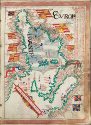 Westliches Mittelmeer, gebunden in einem Atlas von fünfundzwanzig Karten mit Diagrammen und Tabellen, ca. 1550-60