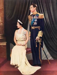 König George VI. und Königin Elizabeth. George VI., Albert Frederick Arthur George 1895 bis 1952. König des Vereinigten Königreichs und der Dominions des Britischen Commonwealth. Elizabeth Angela Marguerite Bowes-Lyon