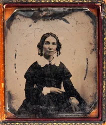 Porträt einer Frau. Daguerreotypie (Daguerre) unter Rahmen, um 1850.