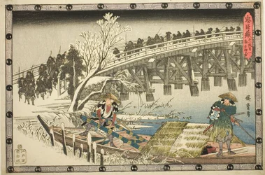 Akt 11, Teil 1: Der Ansatz zum Nachtangriff (Juichidanme ichi, yochi oshiyose), aus der Serie "Die Rache der loyalen Vasallen (Chushingura)"