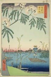 Ayase-Fluss und Kanegafuchi, aus der Serie "Hundert berühmte Ansichten von Edo"
